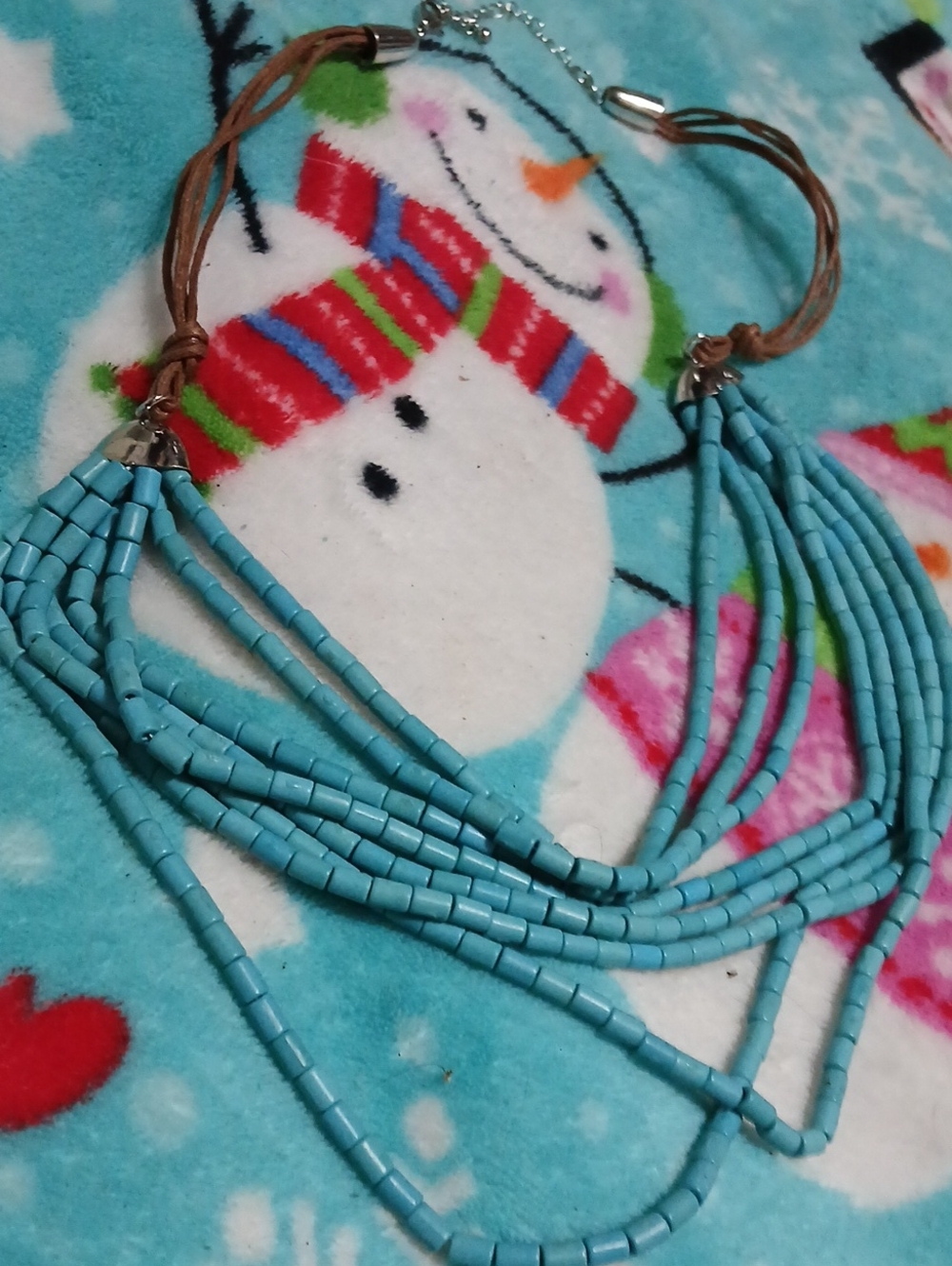 Beaded Native Style Turquoise Color Necklace Unbranded costume